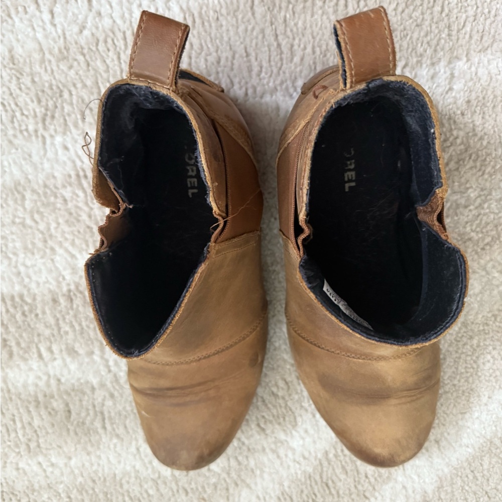 Sorel Emelie Waterproof Tan Brown Ankle Booties Size 8 - Picture 5 of 8